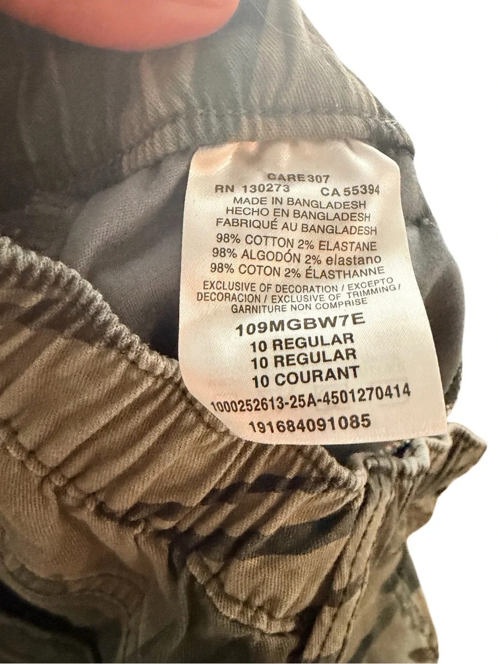 Wrangler boys camo cargo jogger pants - green camouflage - size 10